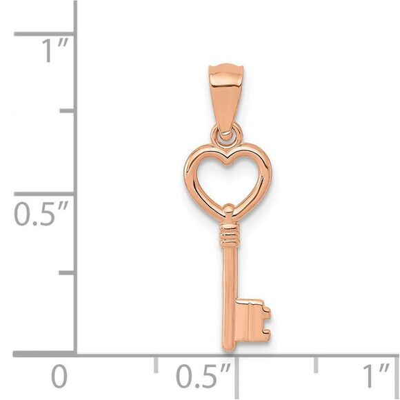 14k Rose Gold Key Pendant, 7mm - Picture 3 of 4